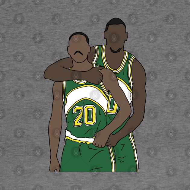 Gary Payton And Shawn Kemp by rattraptees